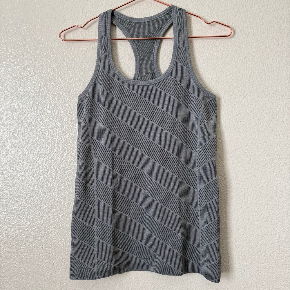 Lululemon Run Swiftly Tech Racerback Tank Top Heather Gray Diagonal Mini Stripe